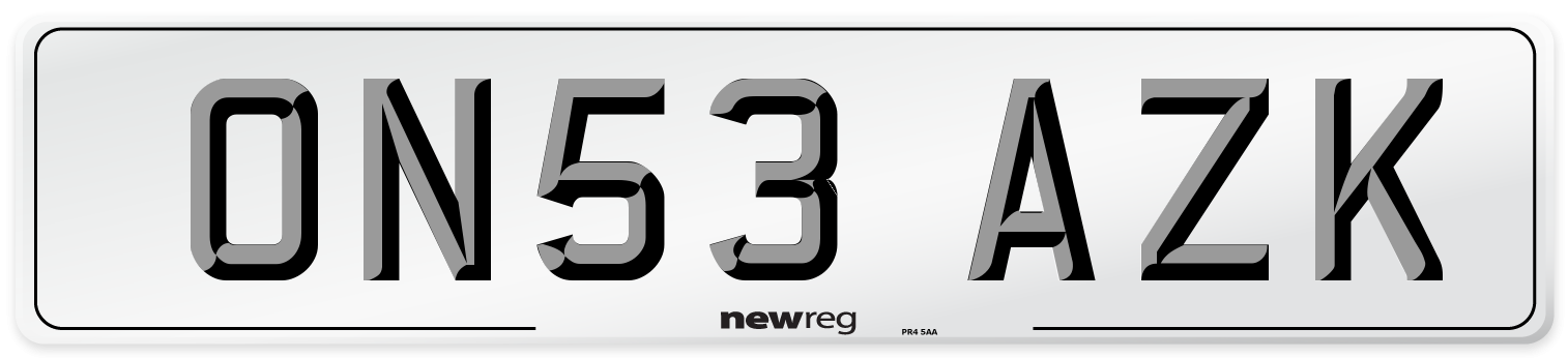 ON53 AZK Number Plate from New Reg